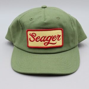 Seager Men's Olive Green Hemp Snapback Hat Patch Logo Trucker Cap Adjustable